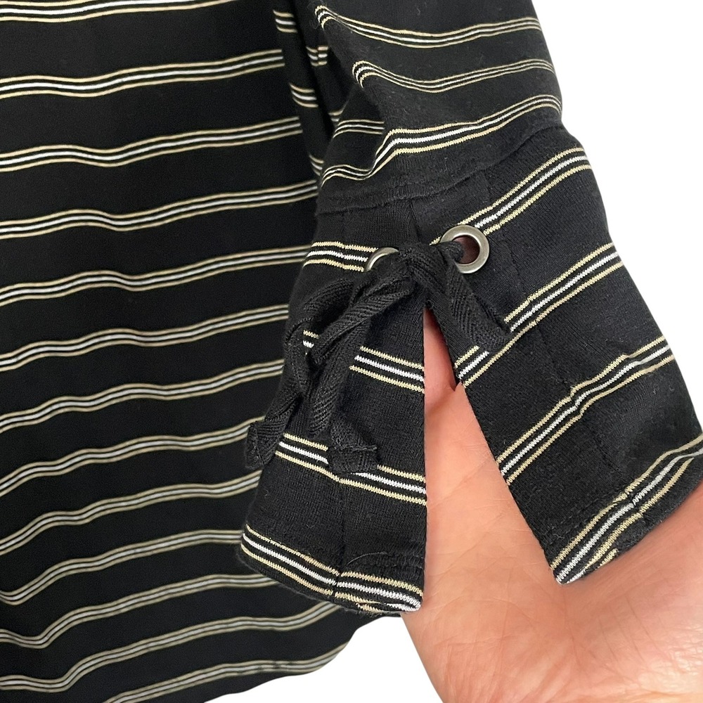 J.Jill‎ Large Black Stripe Pima Cotton Modern Classic Minimalist Top - Picture 8 of 10
